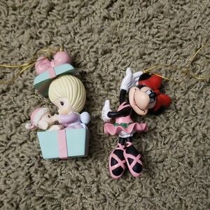 Disney Minnie Ballerina & Precious Moments Ornament Set